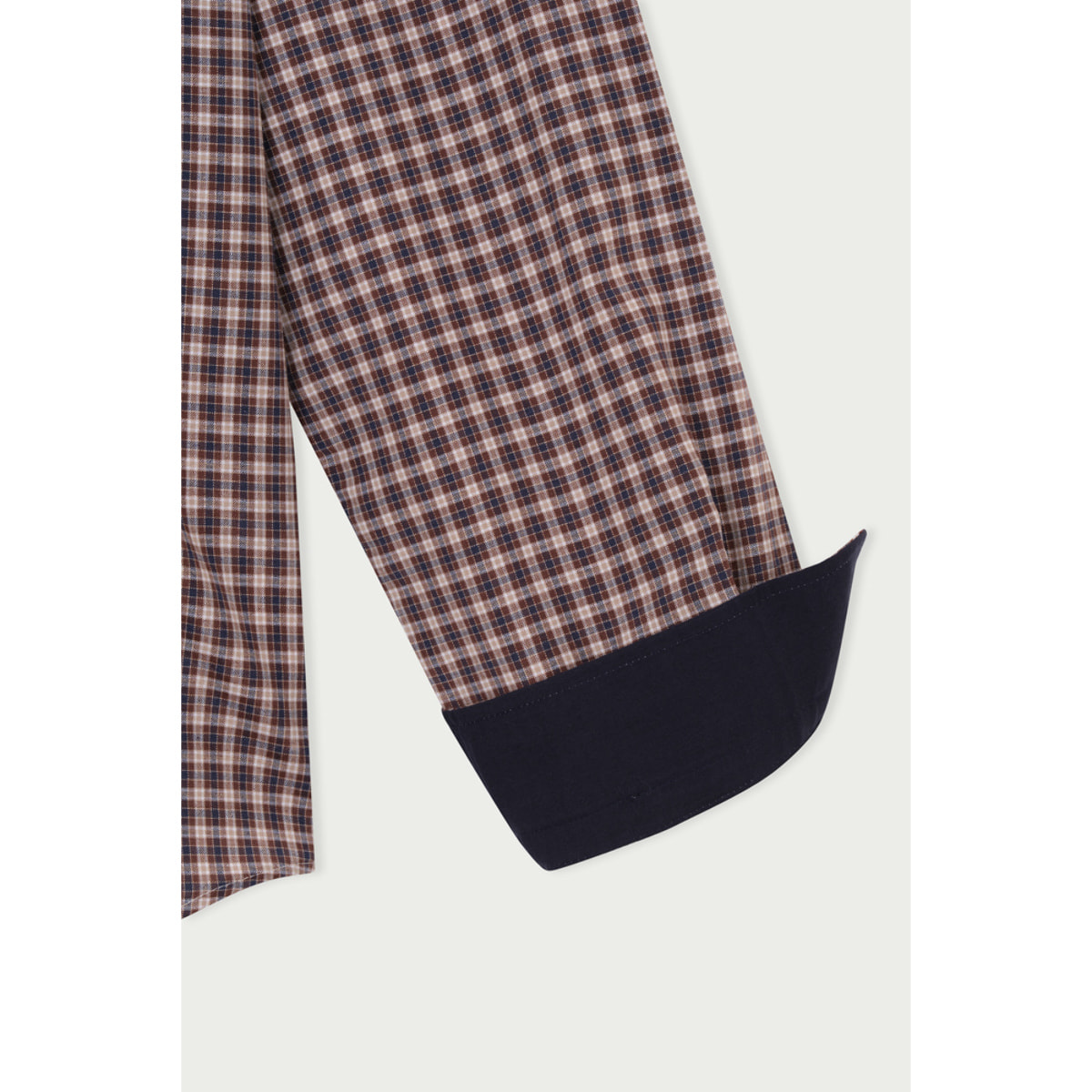 Camicia Uomo 1 Bottone Button Down Slim Cotone Poliestere Quadro Medio Blu/Grigio Scuro