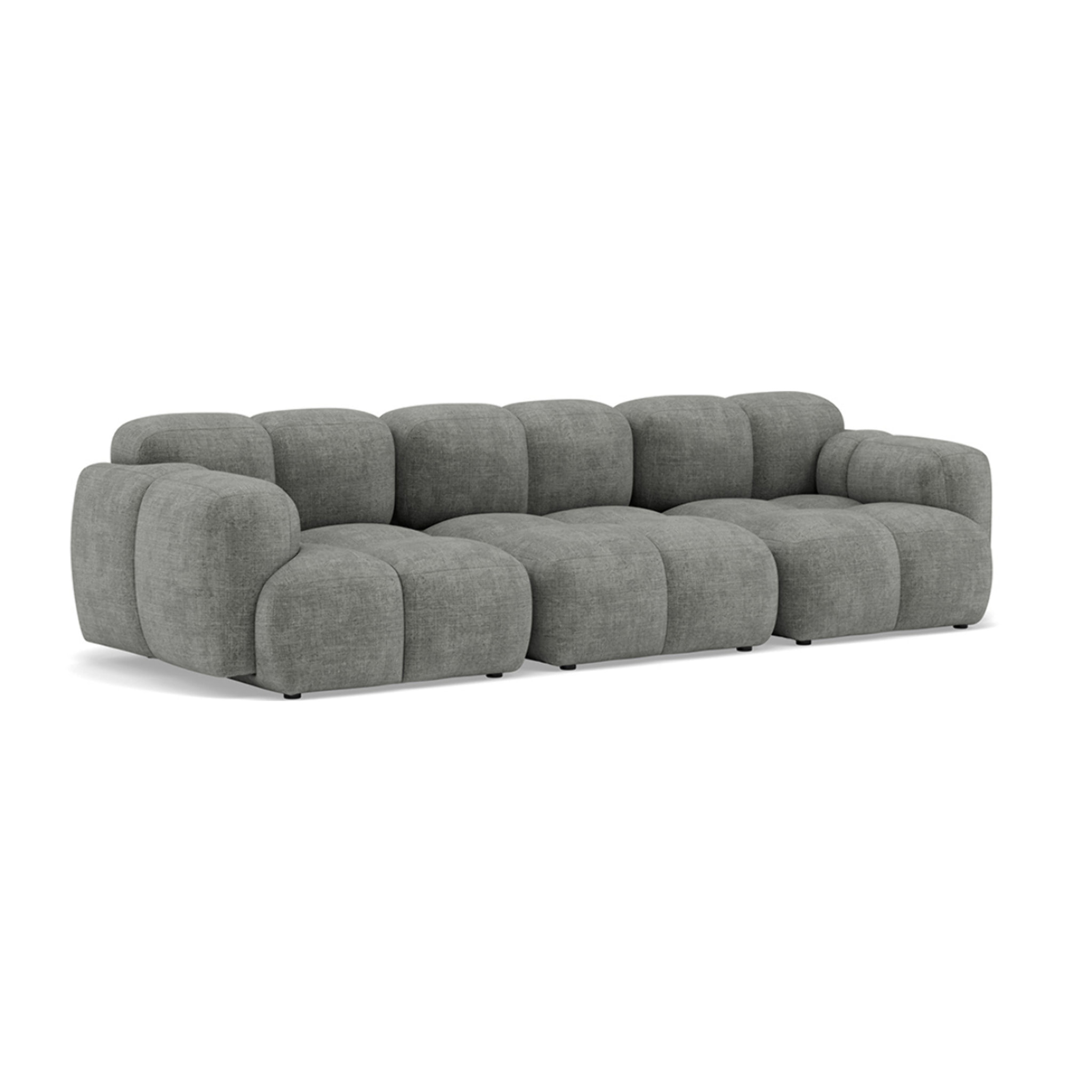 Grace - canapé modulable 3 places en velours texturé - Gris