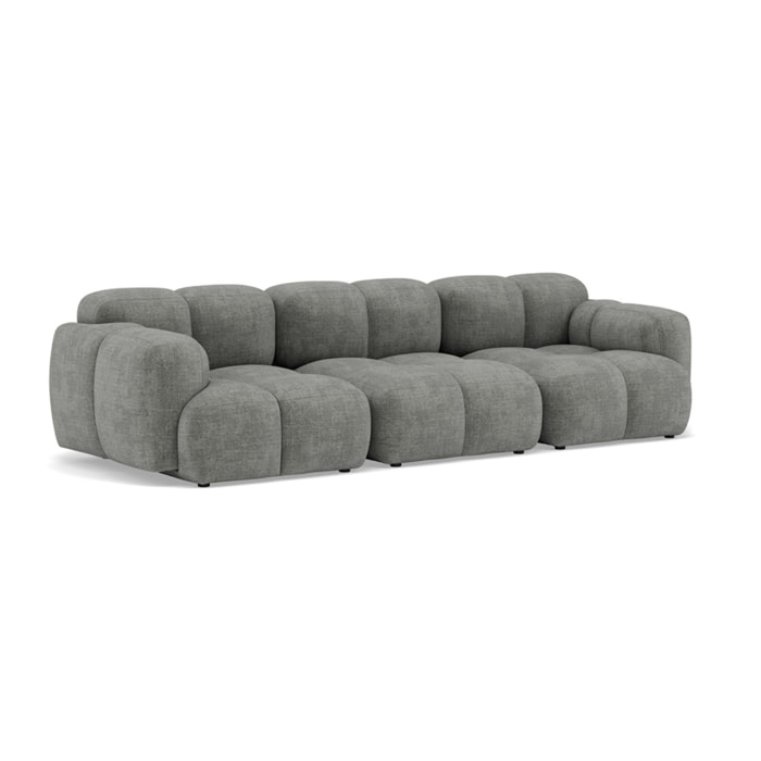 Grace - canapé modulable 3 places en velours texturé - Gris