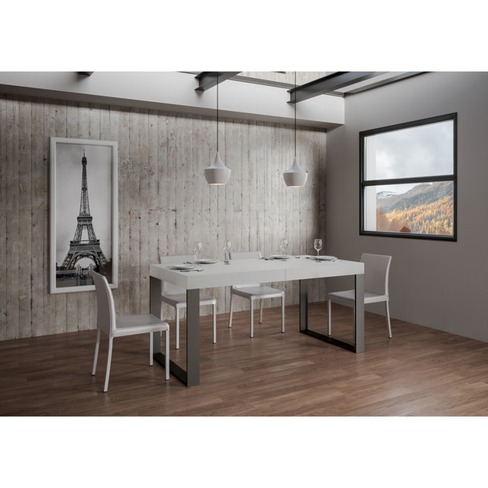 Mesa extensible 90x200/460 cm Tecno Fresno Blanco estructura Antracita