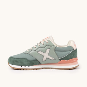 Zapatilla Retro Running en Verde Pastel y Menta con Detalles Melocotón MUNICH DASH WMN 281