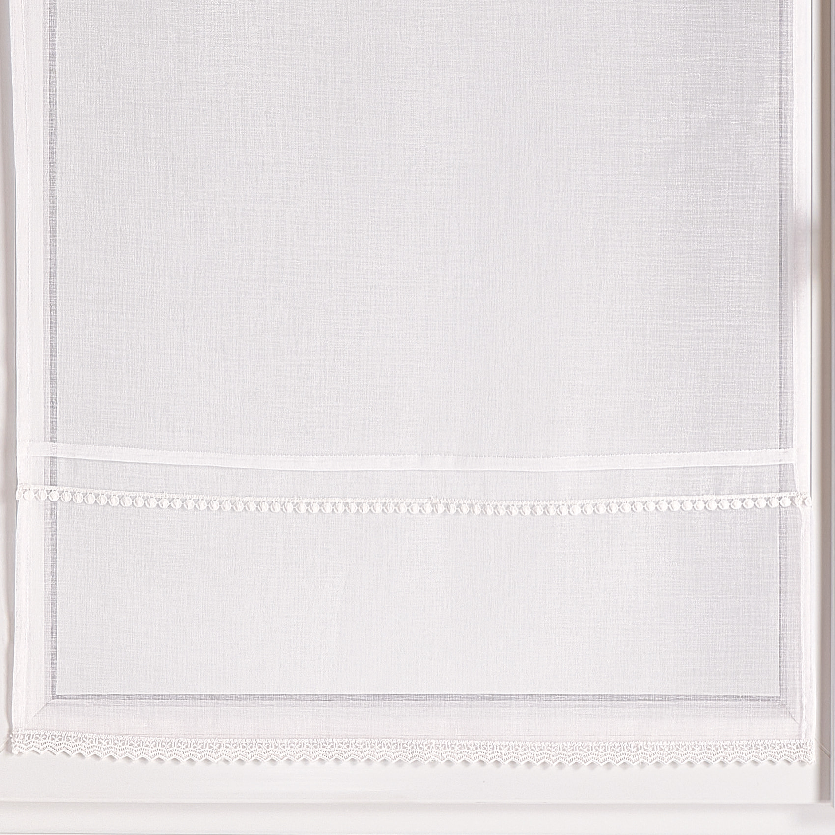 Paire voilages ruban macramé - Blanc