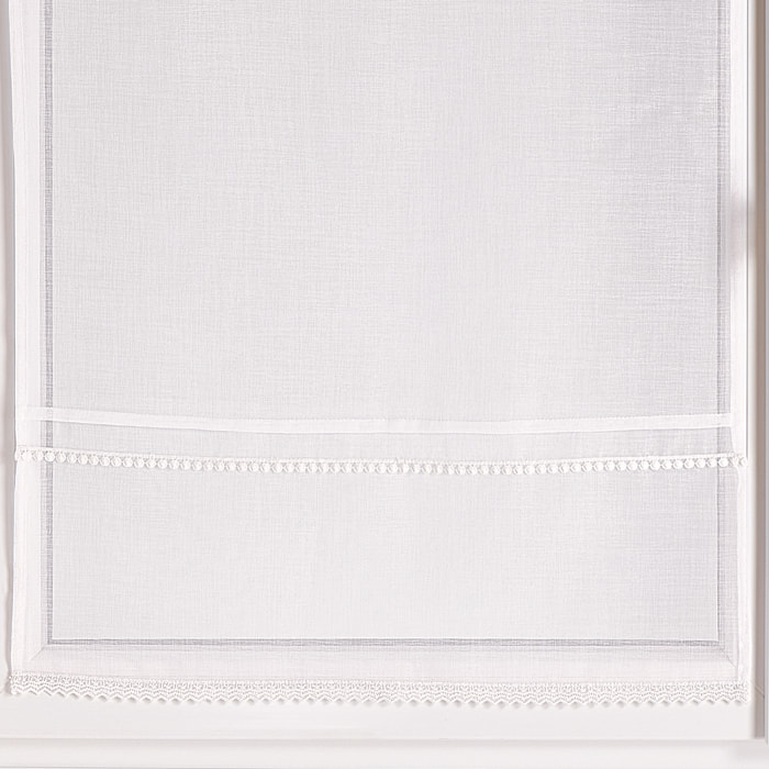 Paire voilages ruban macramé - Blanc