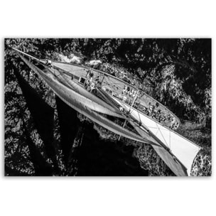 Tableau bateau Sur l'eau en noir et blanc Tableau alu Dibond