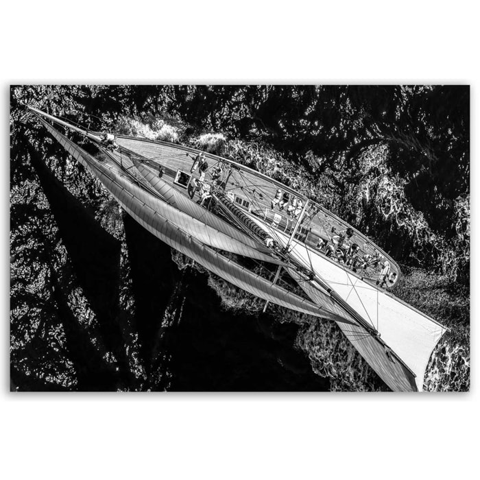 Tableau bateau Sur l'eau en noir et blanc Tableau alu Dibond