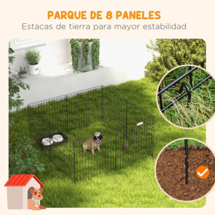 Parque de Juegos para Perros 8 Paneles 61x61 cm Plegables Jaula Metálica para Mascotas con Puerta y Doble Cerradura para Jardín Patio Exterior Negro