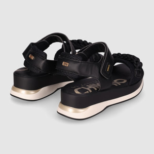 Sandalias de Piel Sintética - Negro - Tacón: 5 cm