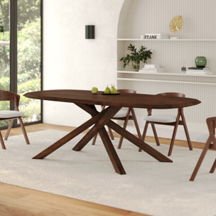 Table rectangulaire en bois d'hévéa massif foncé 10 personnes - Aladin