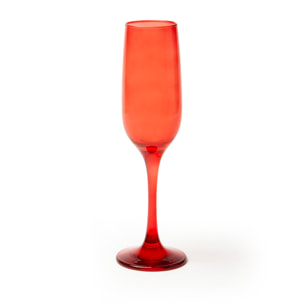 Set de 6 flûtes à champagne Excelsa – Burano, Verre Rouge 25 cl