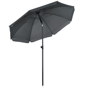 Sombrilla de Playa Grande Ø180 cm Sombrilla de Terraza Exterior con Ángulo Ajustable Protección UV50+ Impermeable Mástil de Ø32 mm Gris Oscuro