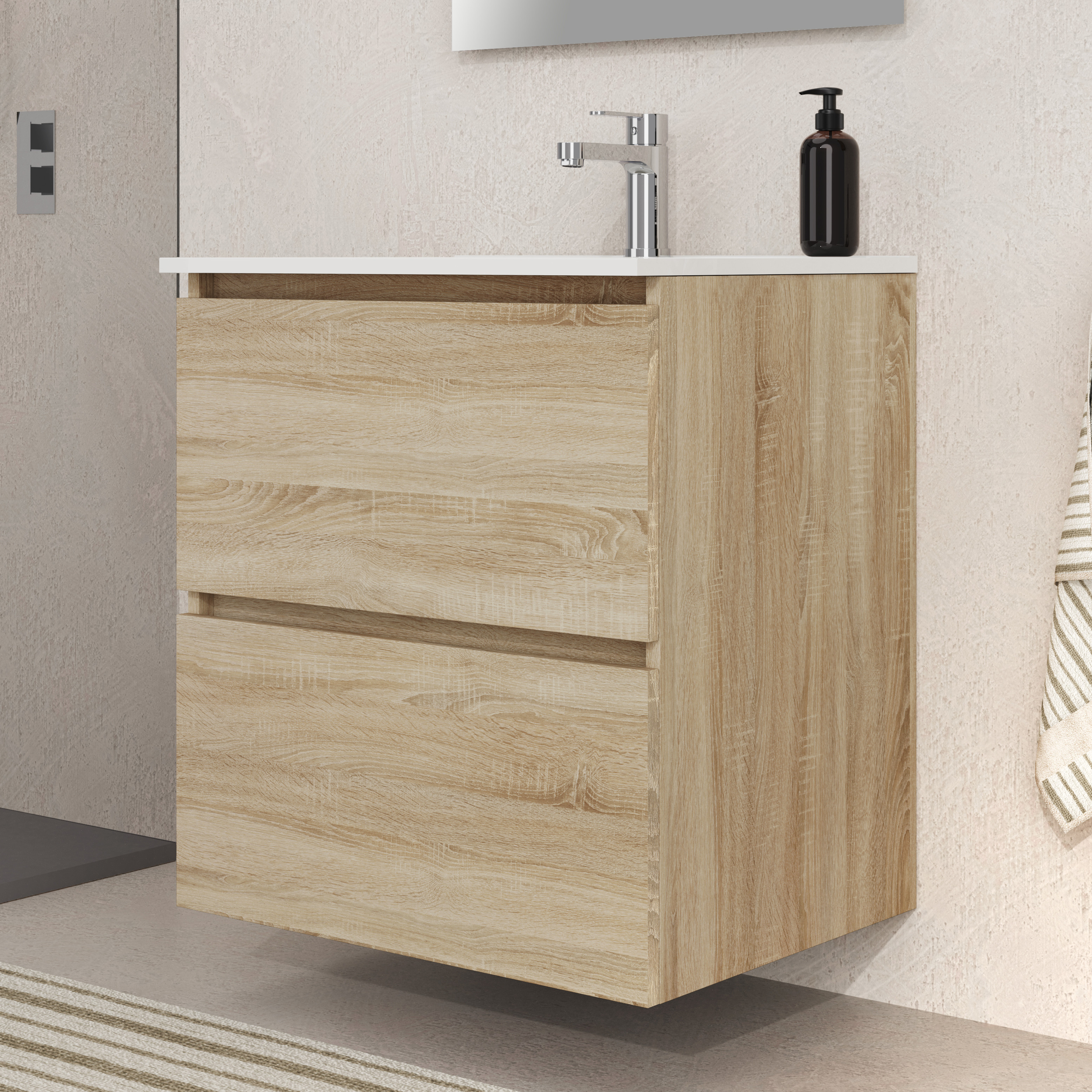 Conjunto mueble de baño SEA Alday, 60cm, Natural