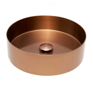 Vasque à poser 38 x 38 x 11 cm Aurum cuivre brossé en acier inoxydable avec bonde sans trop-plein (SATAUR3838BRG)