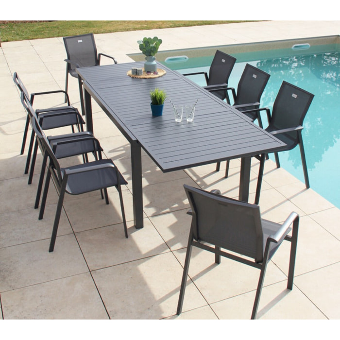 Ensemble table et chaises de jardin  - Gris Anthracite - GUETHARY