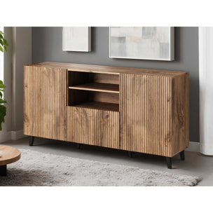 Come - buffet bas - effet bois - 2 portes, 1 tiroir et 1 niche - 150 cm - Bois