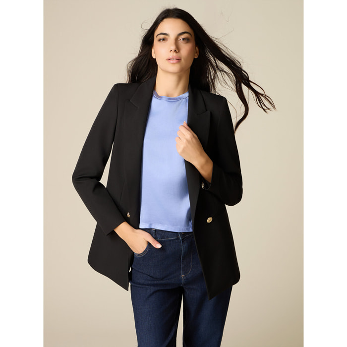 Oltre - Blazer doppiopetto in tessuto tecnico - Nero