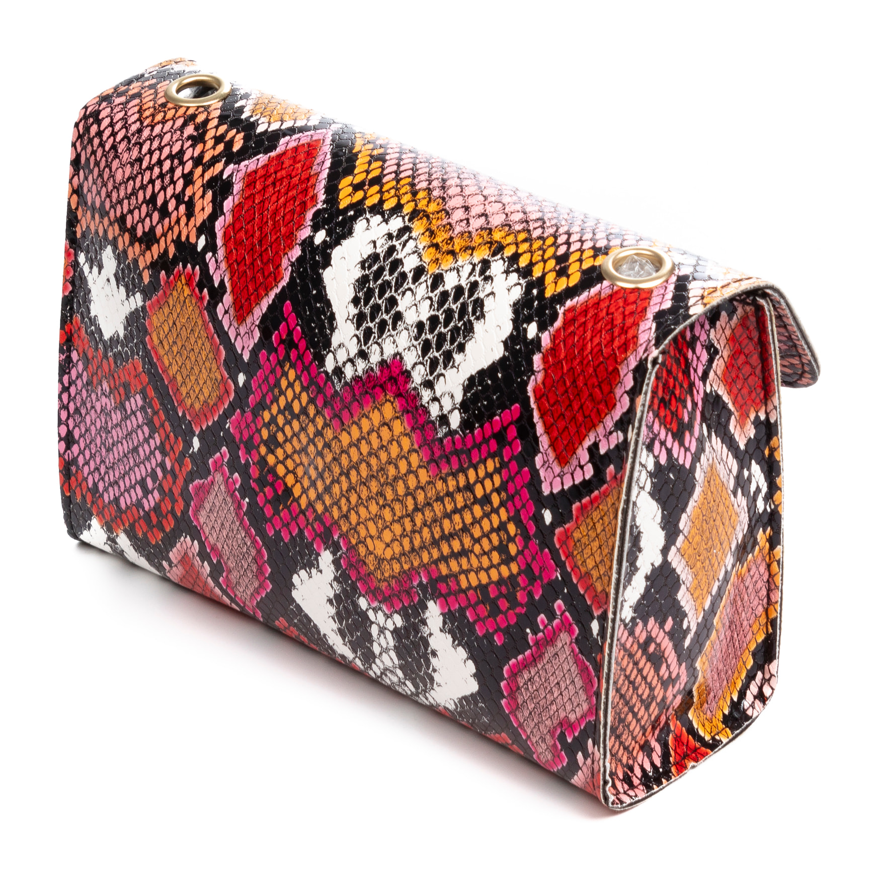 Borsa a tracolla da donna Foglio. Stampa pitone multicolore.