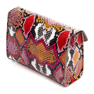 Borsa a tracolla da donna Foglio. Stampa pitone multicolore.