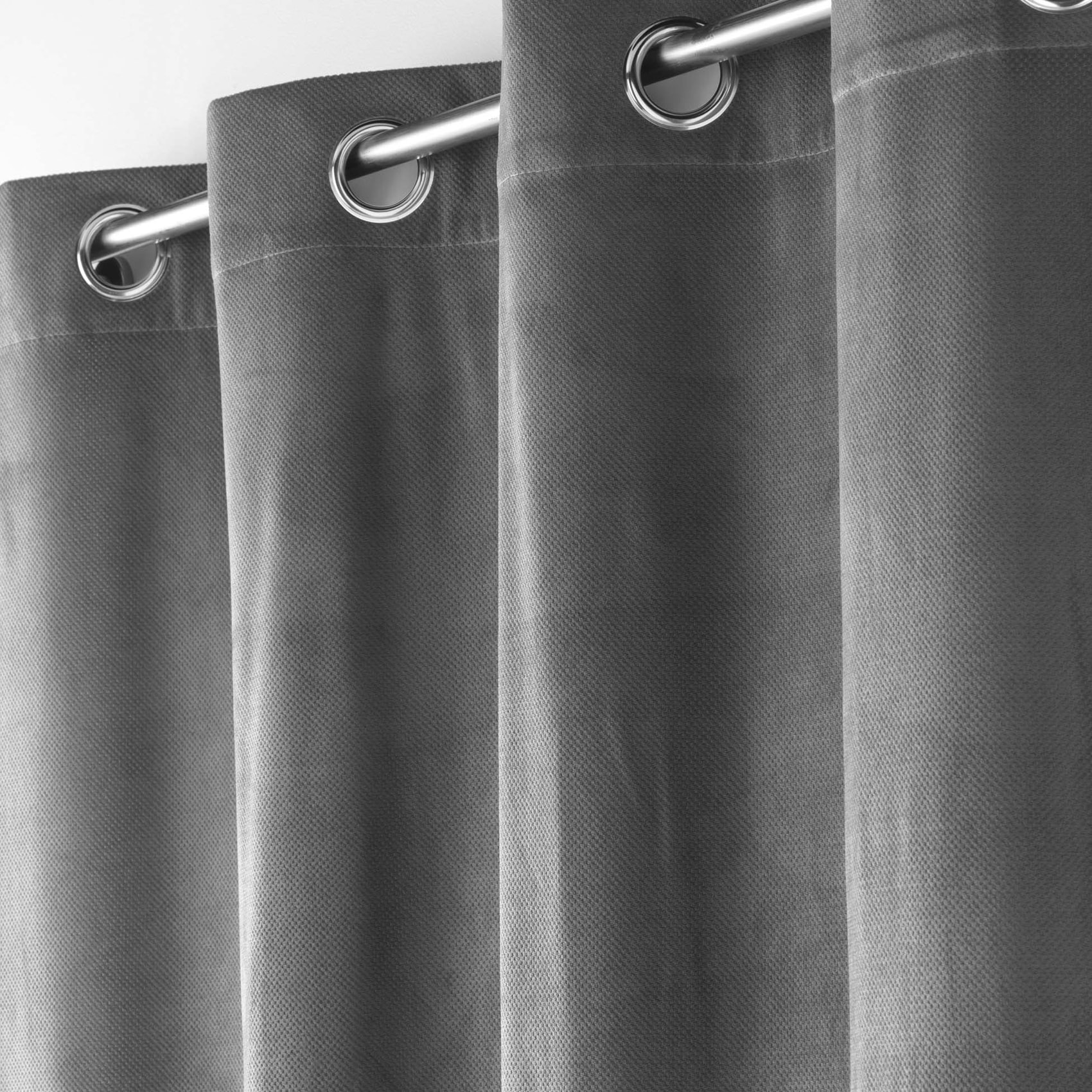 Rideau d'ameublement en velours reliefé - Gris