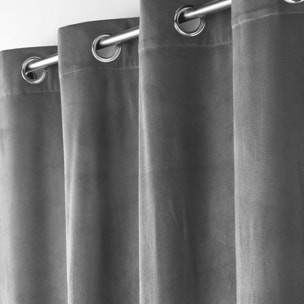 Rideau d'ameublement en velours reliefé - Gris