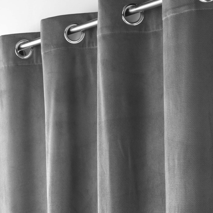 Rideau d'ameublement en velours reliefé - Gris