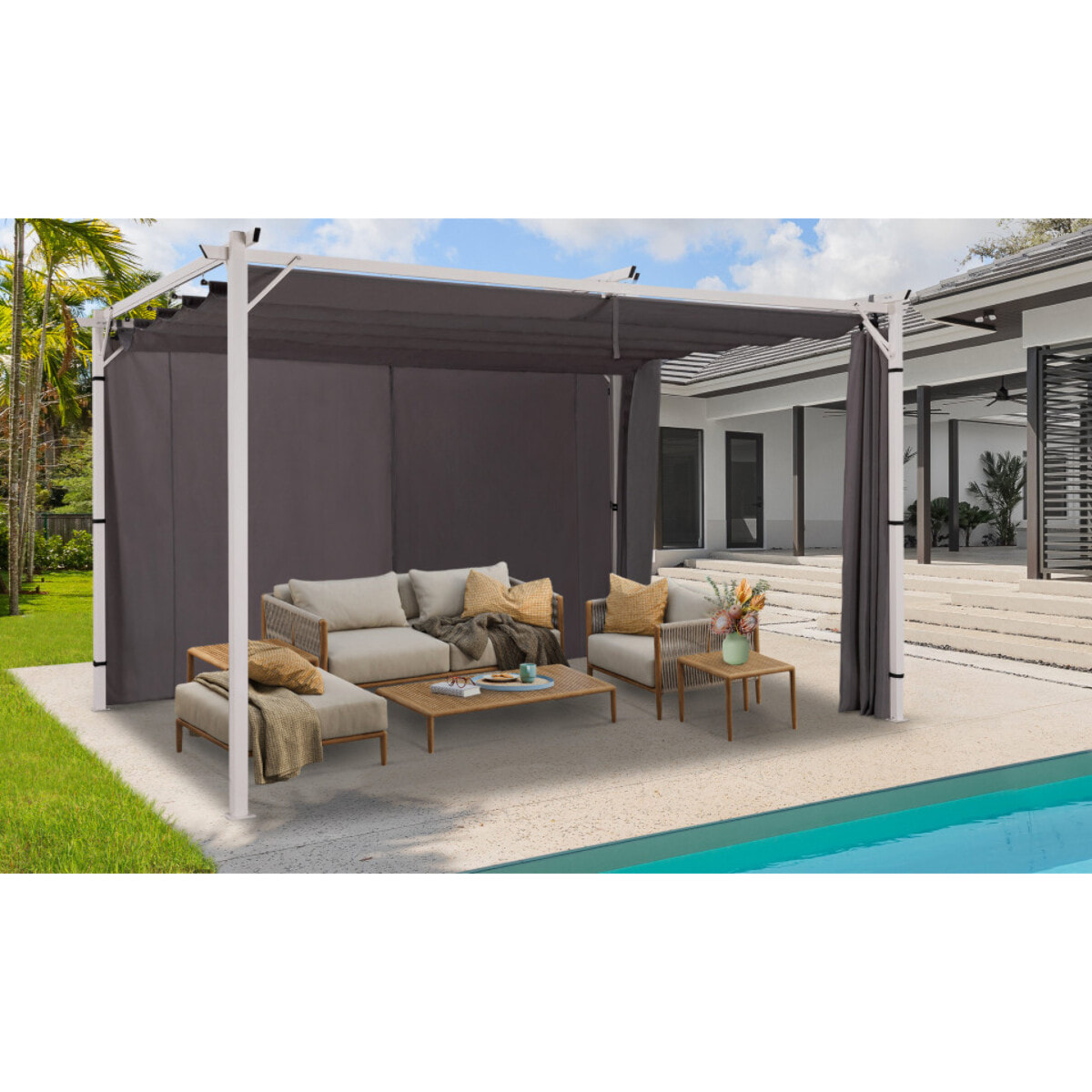 Rideau universel pour pergola Izifix - Gris