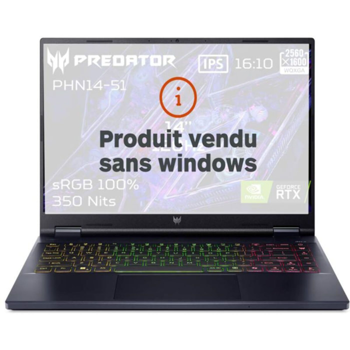 PC Gamer ACER Predator Helios Neo 14-51-78ER Sans OS