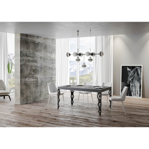 Tavolo allungabile 80x160/244 cm Karamay cemento telaio Antracite