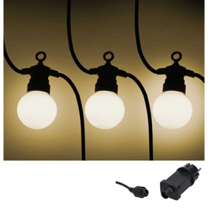 Catena in plastica da 5m con 10 lampadine a luce bianco caldo opaco