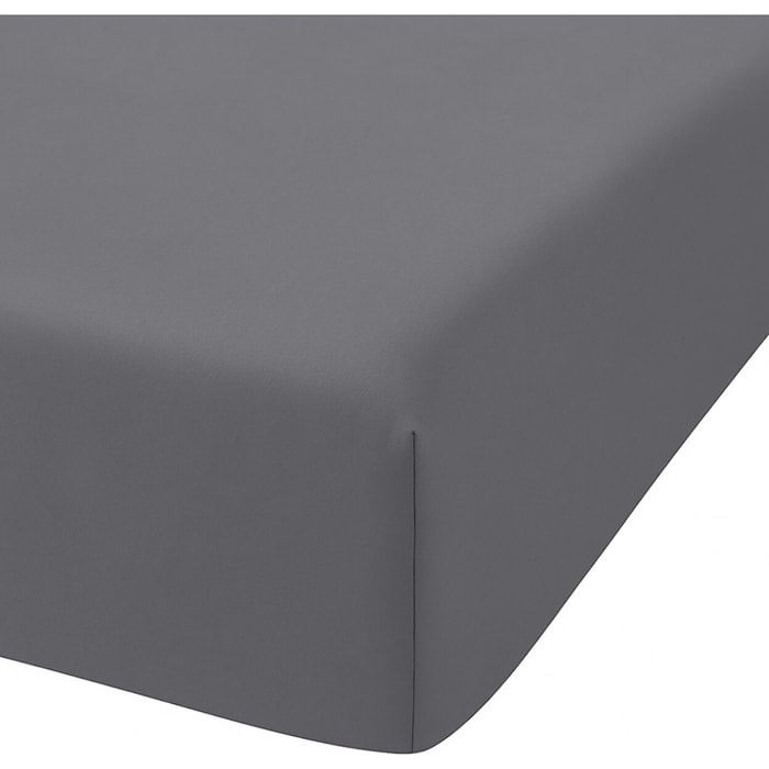 Drap Housse - Bonnet:30cm 100% percale Coton 80fils Uni Gris