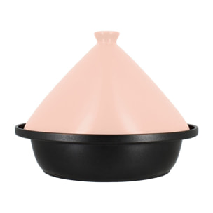 Tajine d24cm fond alu induction couvercle en céramique rose