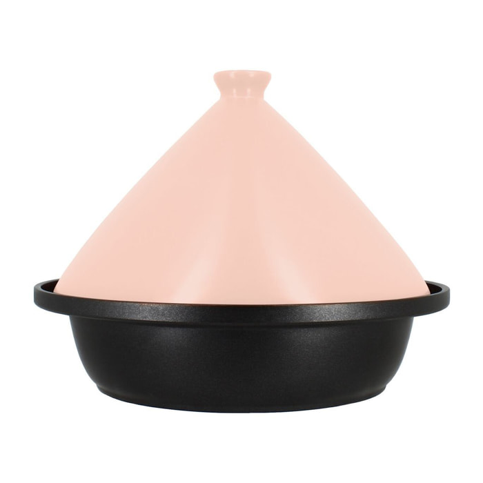 Tajine d24cm fond alu induction couvercle en céramique rose