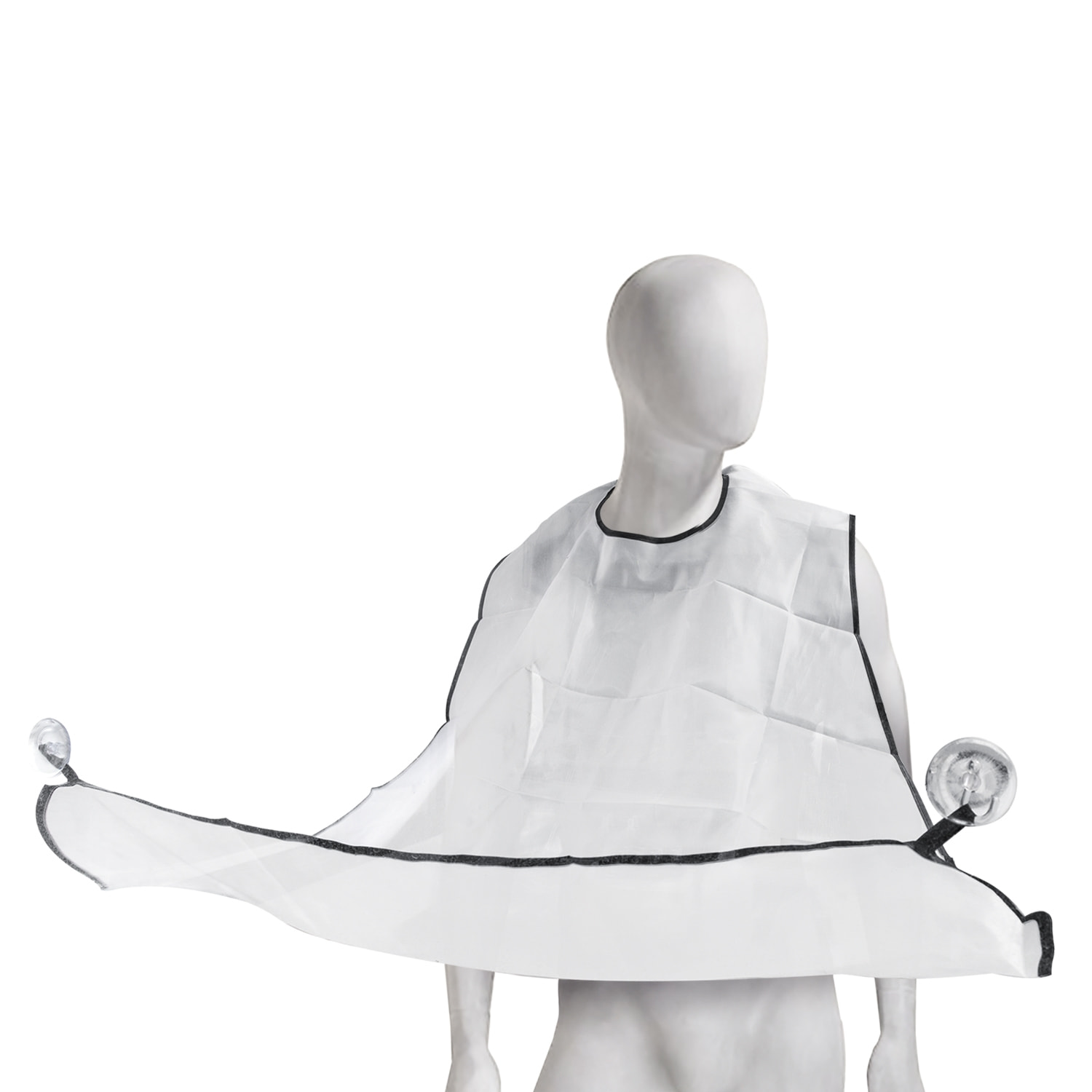Tablier imperméable pour le rasage et la coupe de la barbe - 2 ventouses - transparent