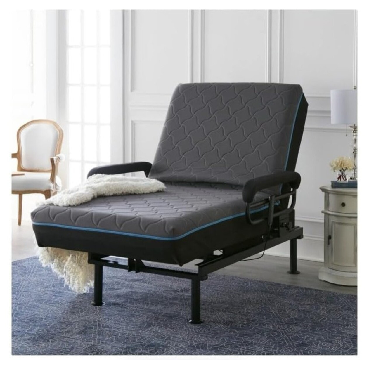 Lit Eazy | Multipositions | Système d'élévateur réglable automatisé | Pour une autonomie optimale | Matelas à mémoire de forme