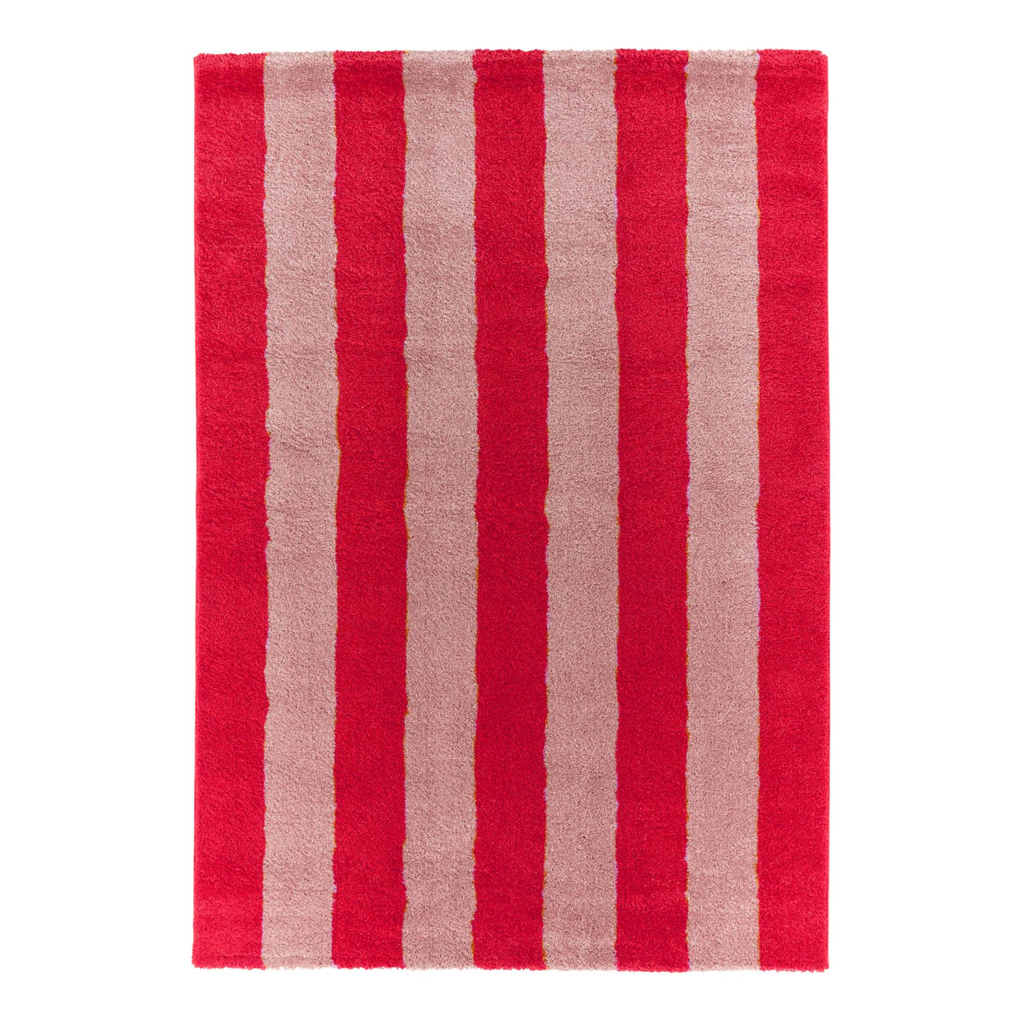 Tapis intérieur rayures rouge et rose PABLO