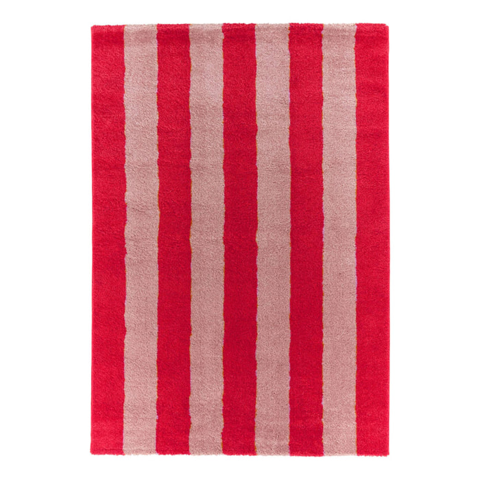Tapis intérieur rayures rouge et rose PABLO