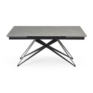 Table extensible céramique gris laqué 180/260cm - 8 piètements - UNIK