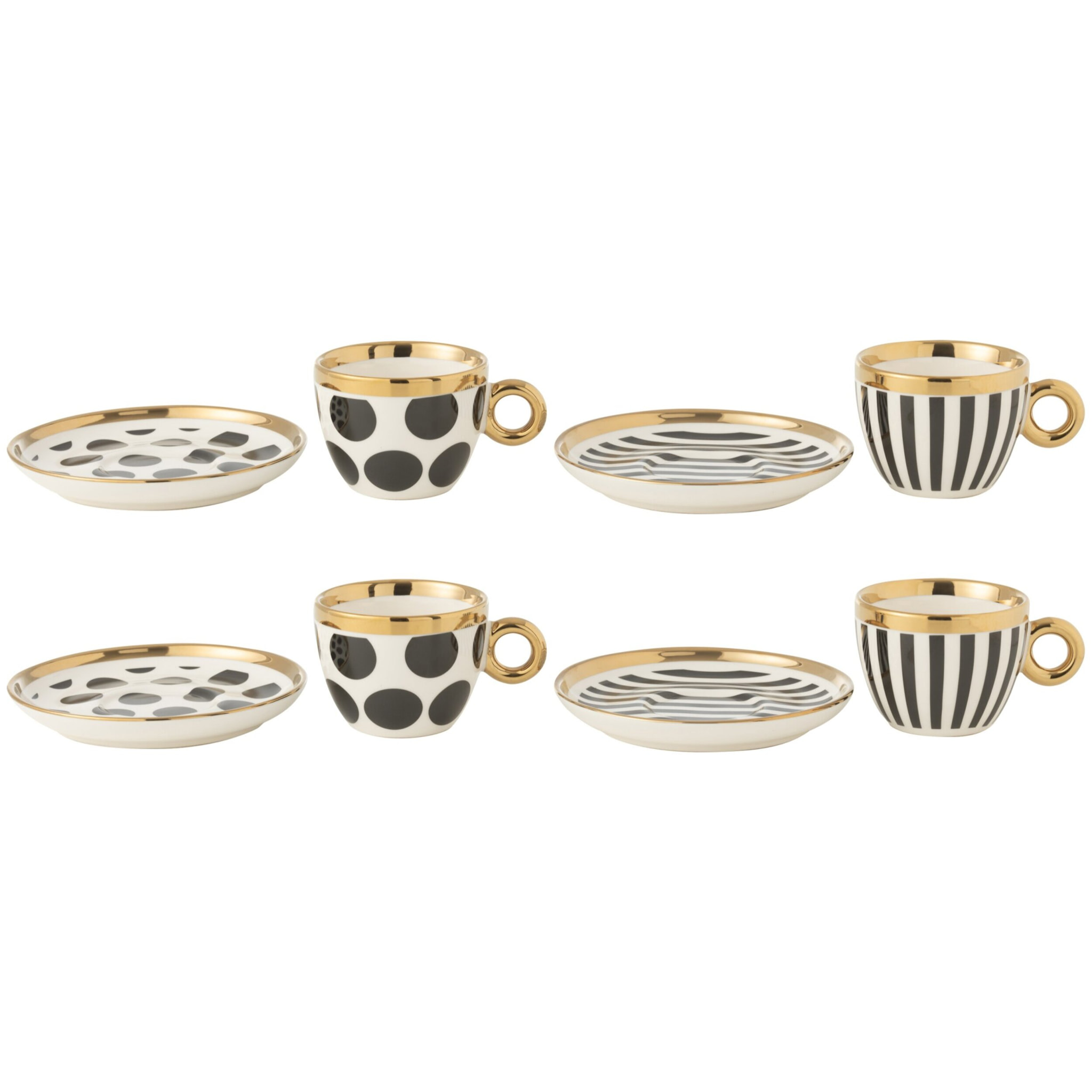 J-Line tasses + sous-tasses - céramique - mix - boîte de 4