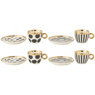 J-Line tasses + sous-tasses - céramique - mix - boîte de 4