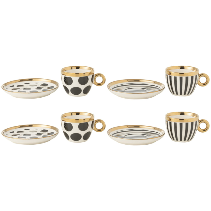 J-Line tasses + sous-tasses - céramique - mix - boîte de 4
