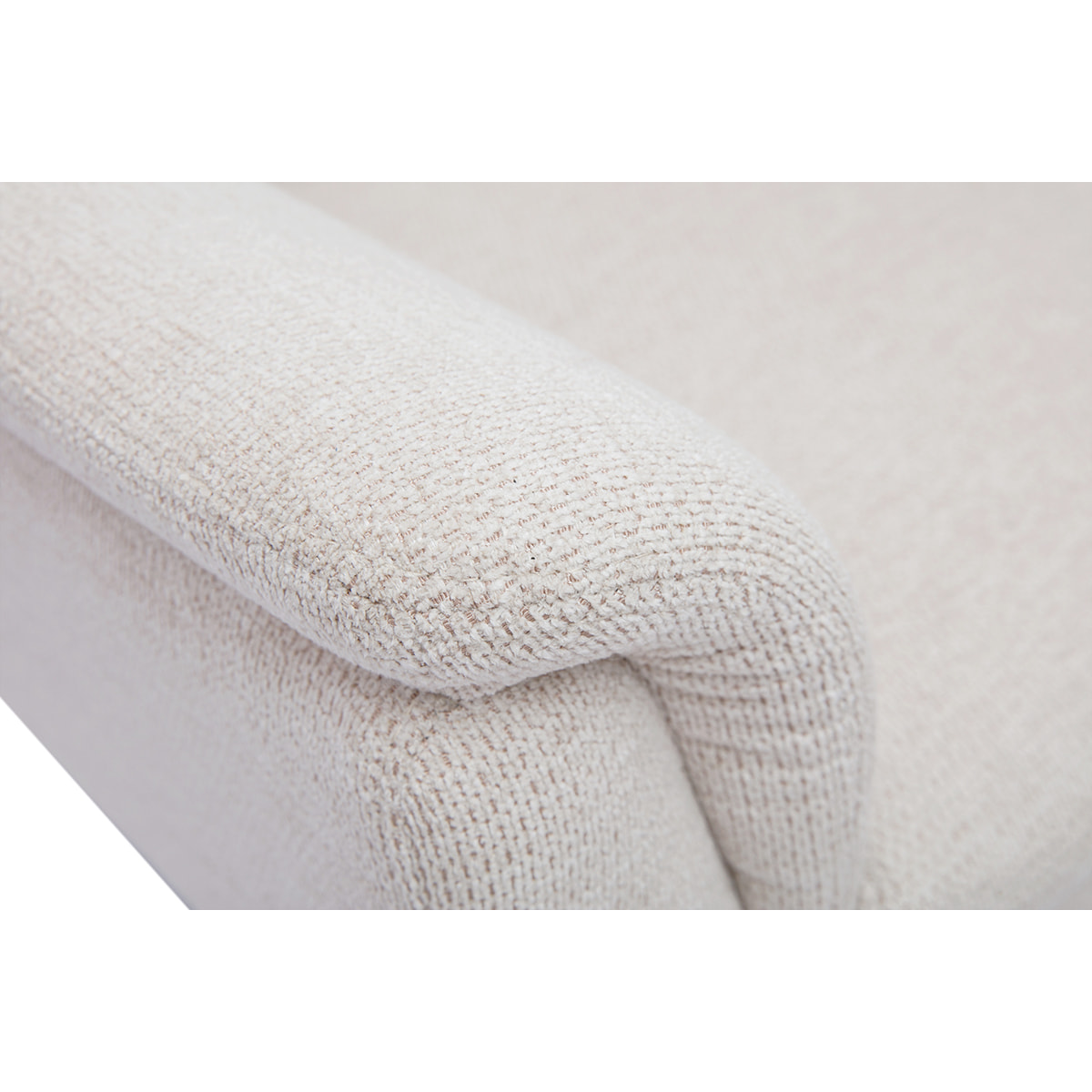 Fauteuil pivotant en tissu chenille beige et métal noir JONAH