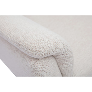 Fauteuil pivotant en tissu chenille beige et métal noir JONAH