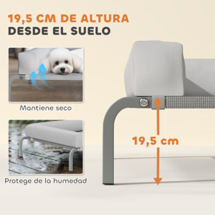Cama Elevada para Perros Refrescante con Refuerzos Extraíbles Cama Elevada para Perros Pequeños Portátil con Malla Transpirable Marco de Acero para Interior Exterior 90x65x30 cm Gris Claro