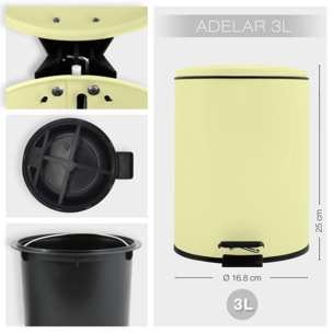 Poubelle à pédale Acier ADELAR 3L Jaune mat Spirella