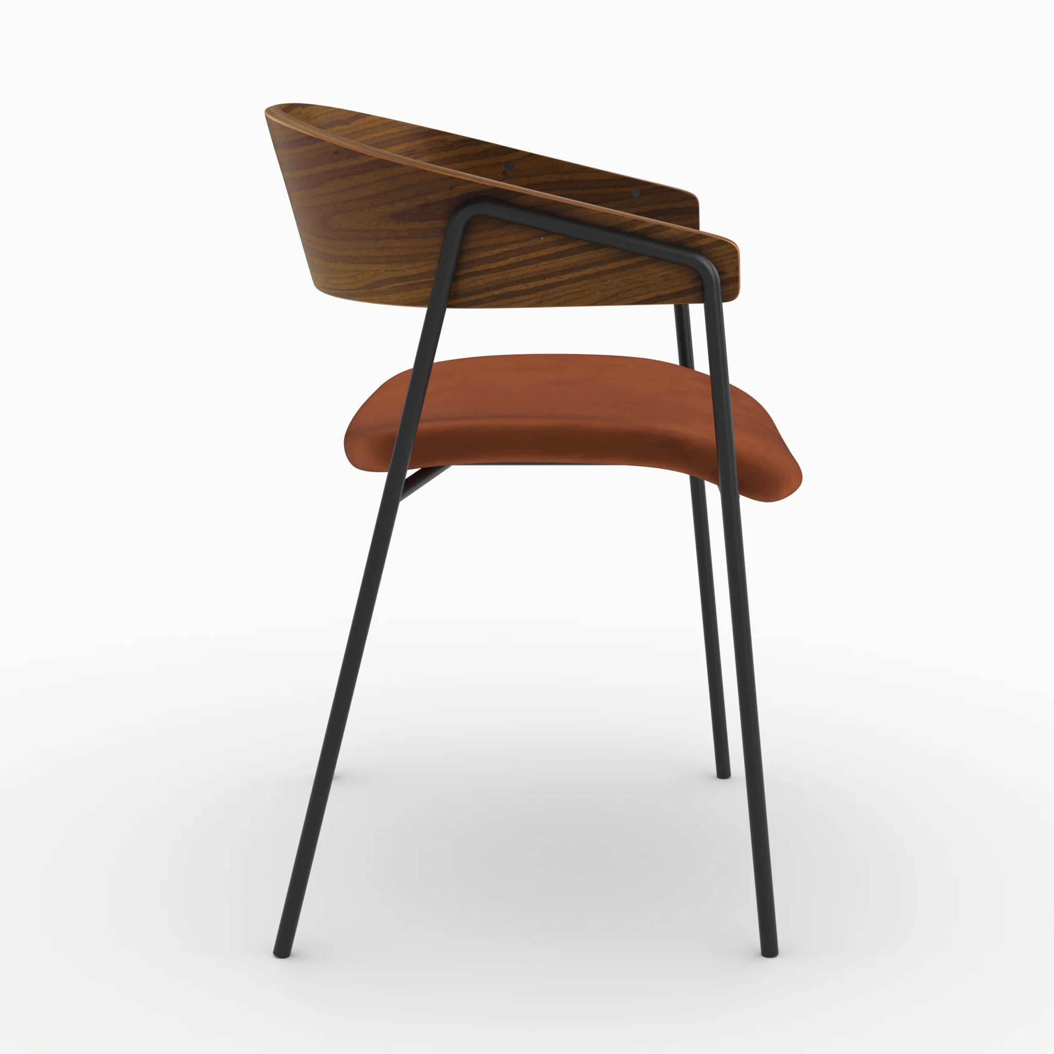 Lot de 2 chaises en velours terracotta et bois de noyer - Esmée