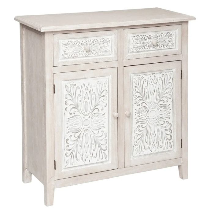 Buffet 2 portes "Hina" bois blanchi 80x85cm