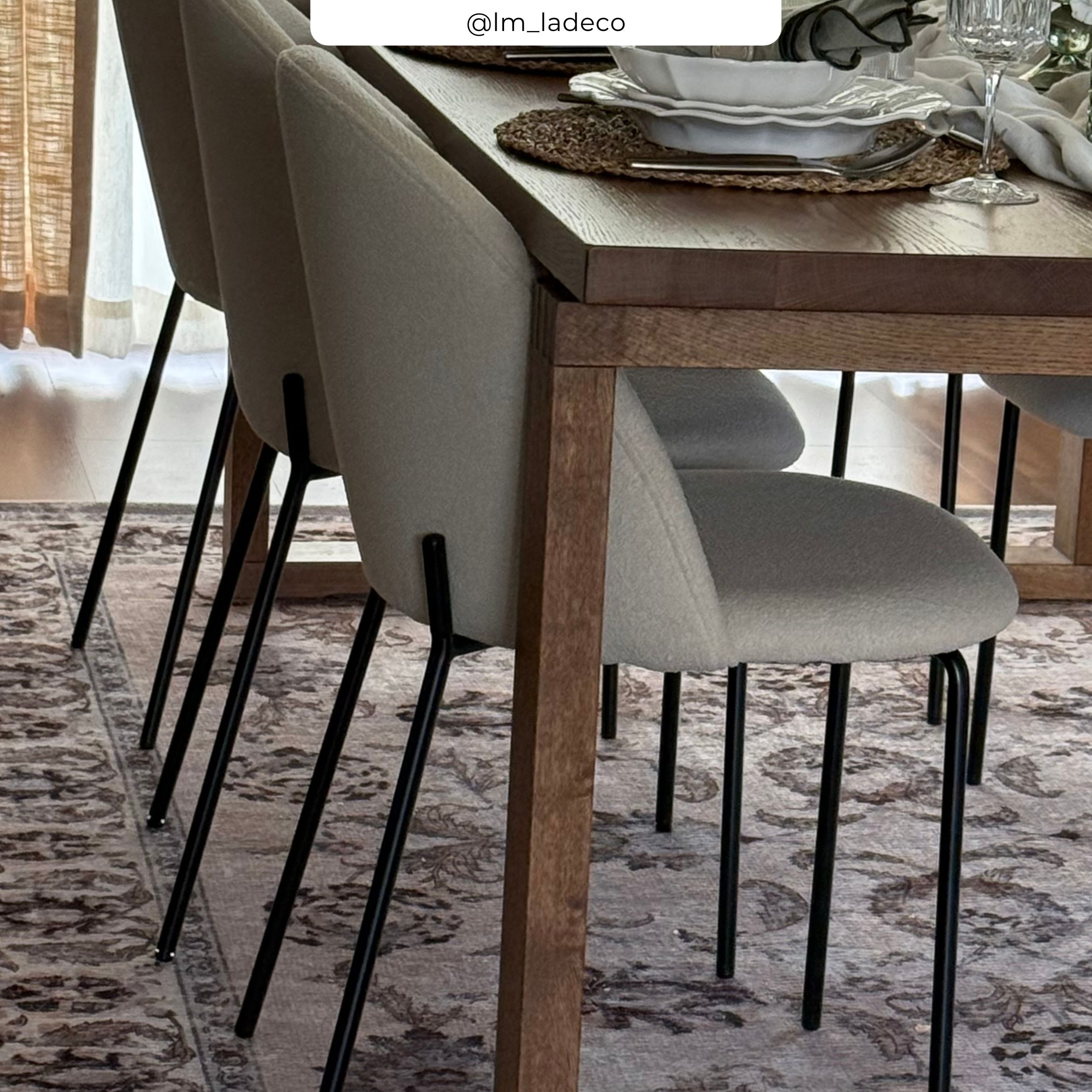 Lot de 2 chaises en tissu bouclette beige - Karl