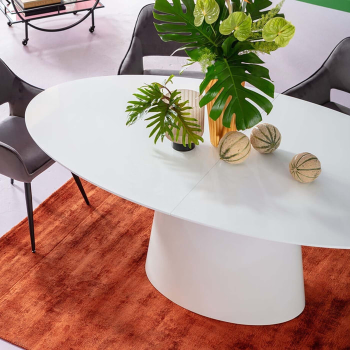 Table à rallonge Benvenuto ovale blanc verni Kare Design