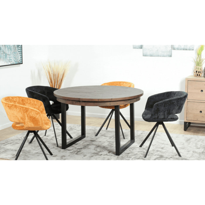 Table ronde extensible en bois recyclé D 120-160 cm SAMOA