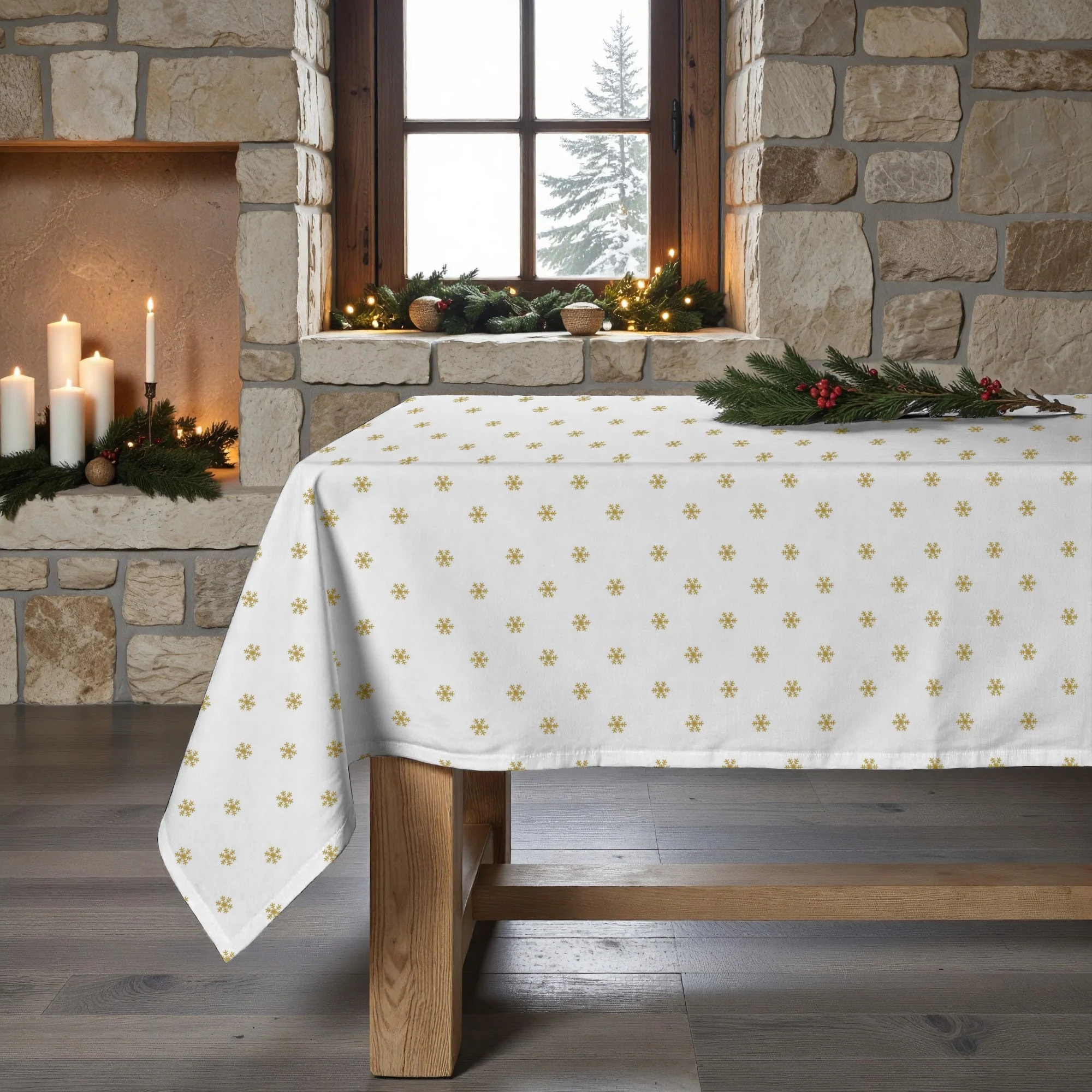 Nappe en résine Anti-tâches Snowflakes Gold