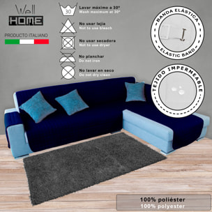 Funda de sofá chaise-longue 4 Plazas ELEGANT REVERSIBLE- ADAPTABLE A AMBOS LADOS Azul